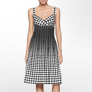 Plus Retro Black White Midi Polka Dot Fit & Flare Dress
